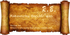 Rakovszky Benjámin névjegykártya